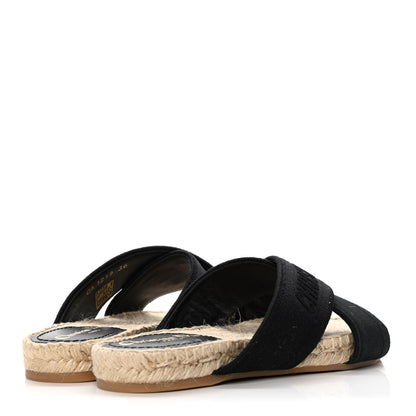Christian Dior Canvas Embroidered Granville Espadrille Crisscross Flat Slide Sandals 36 Black 13 of 33