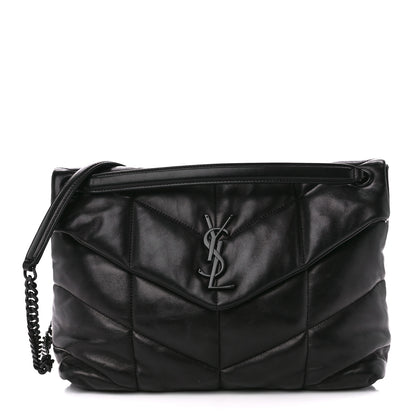 Saint Laurent Lambskin Quilted Monogram Monochrome Medium Loulou Puffer Chain Satchel Black 1 of 11