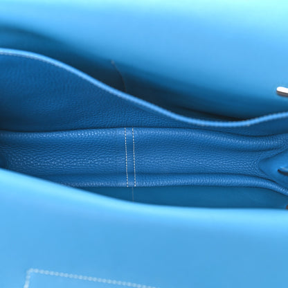 Hermes Taurillon Clemence Halzan 31 GM Bleu Zanzibar 5 of 9