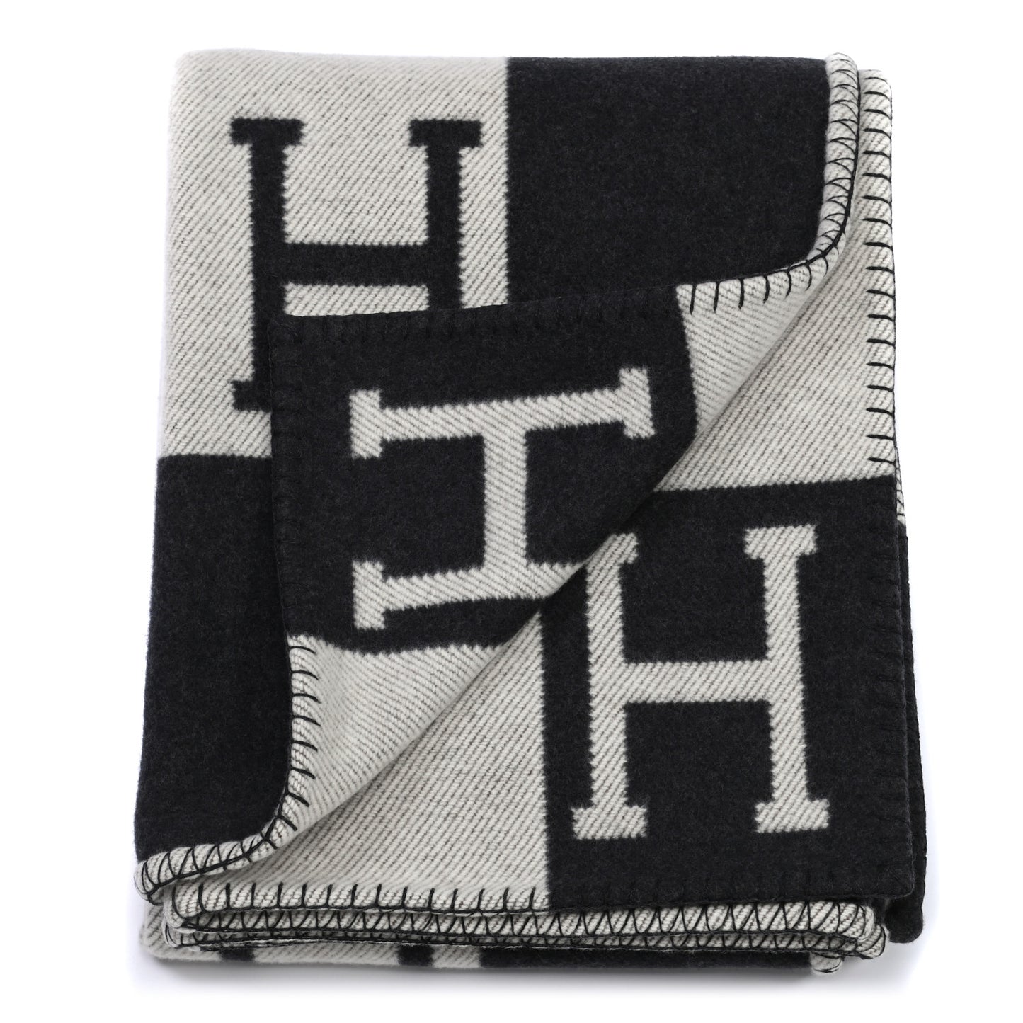 Wool Cashmere Avalon Blanket Ecru Gris Fonce