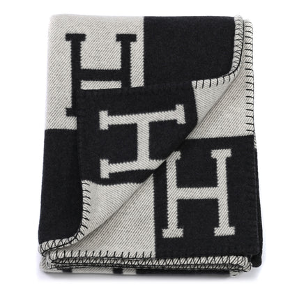 Hermes Wool Cashmere Avalon Blanket Ecru Gris Fonce 3 of 6