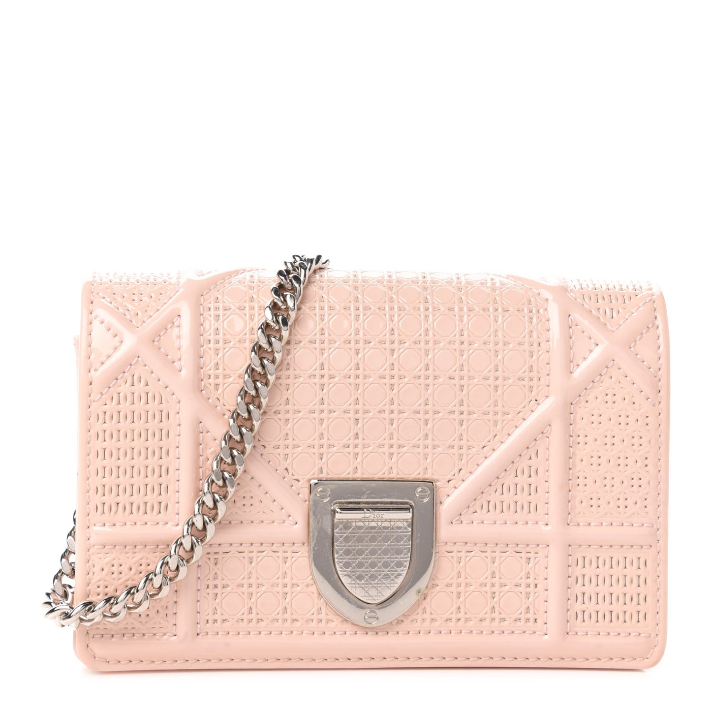Patent Micro-Cannage Baby Diorama Flap Bag Rose