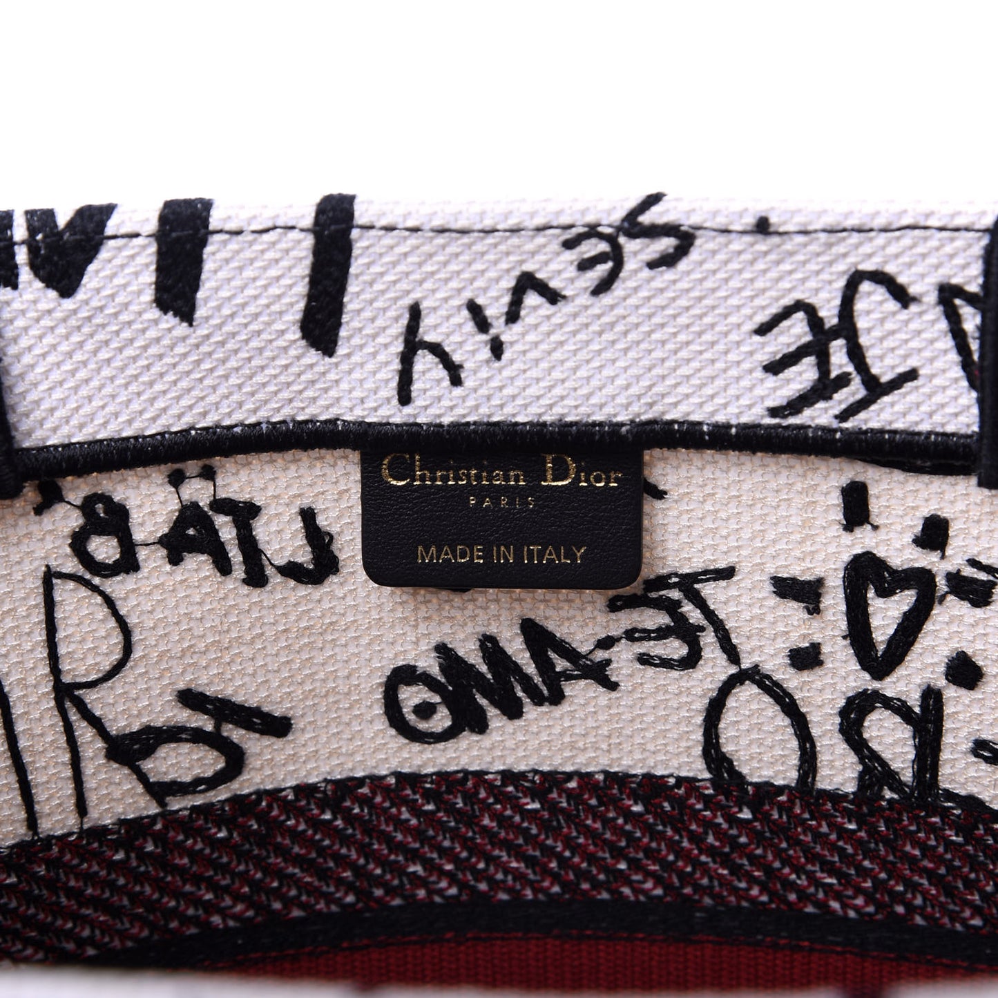Canvas Embroidered Medium Dioramour Graffiti Book Tote Latte Multicolor