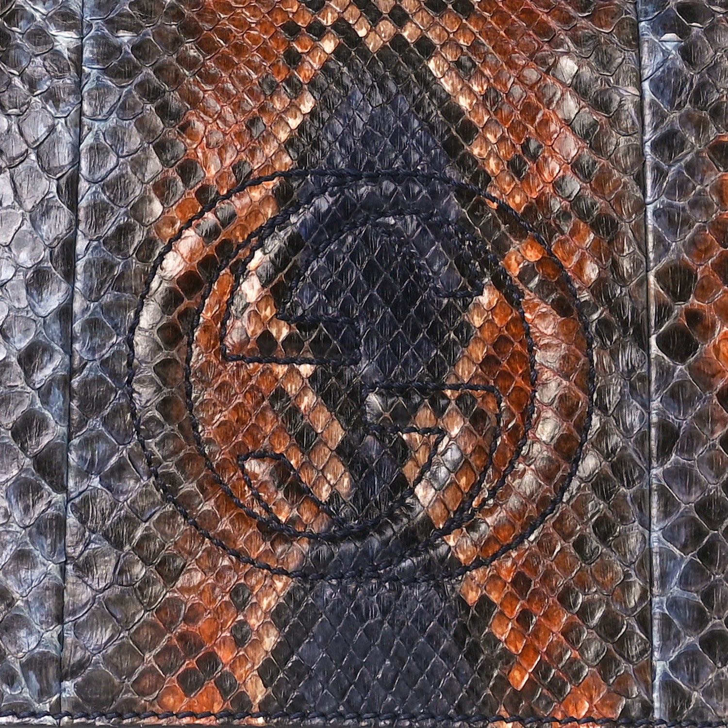 Gucci Snakeskin Medium Soho Clutch Blue Sienna 9 of 12