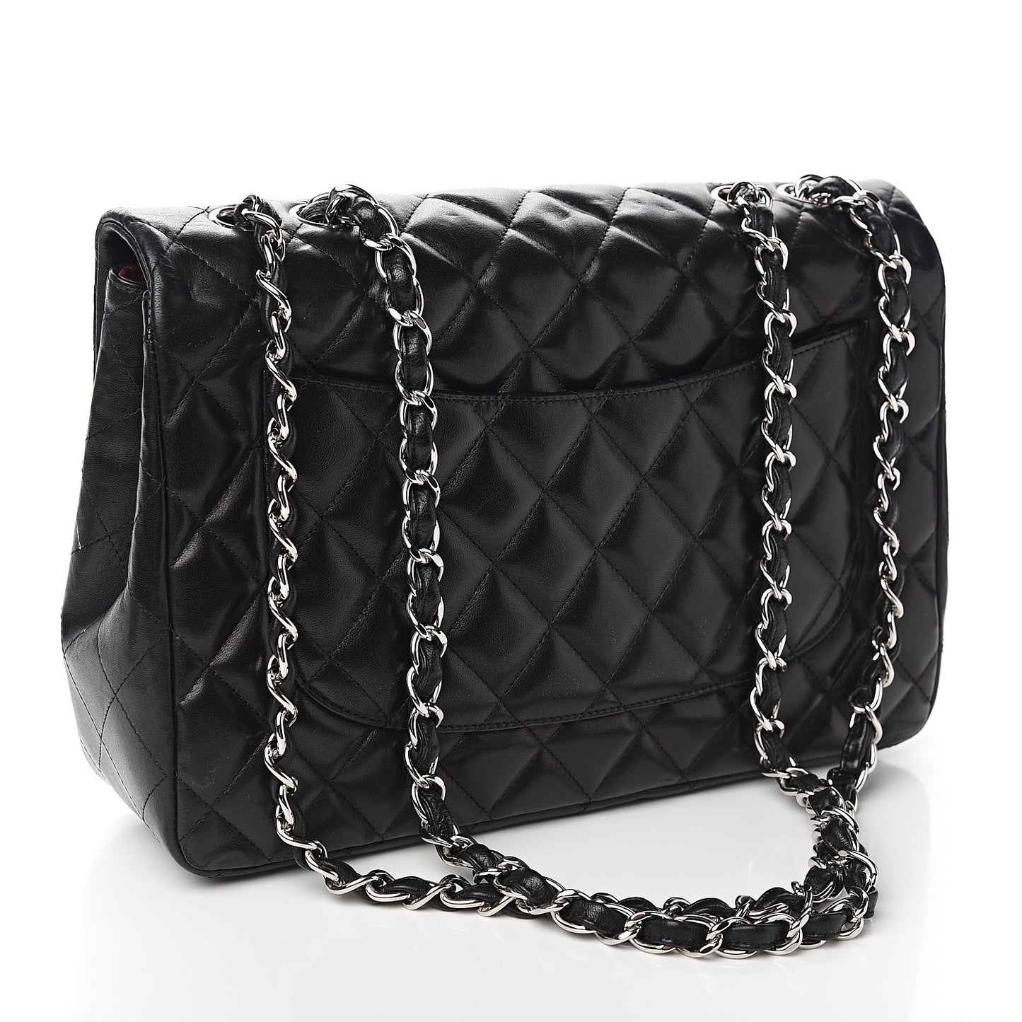 Lambskin Quilted Jumbo Single Flap Black