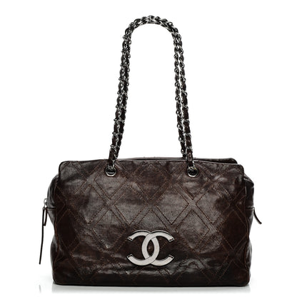 Chanel Calfskin Large Diamond Stitch Tote Brown 1 of 16