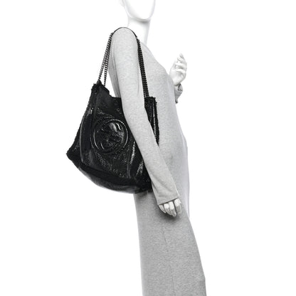 Gucci Patent Shearling Large Soho Chain Shoulder Bag Black 2 of 11