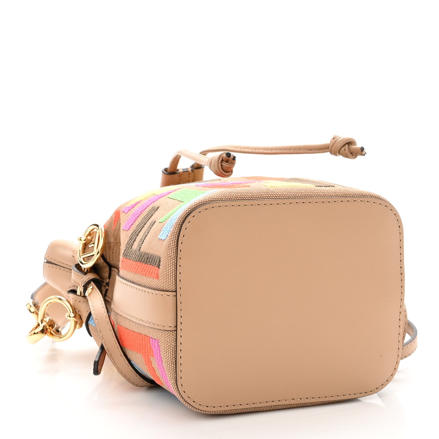 Fendi Canvas Vitello King F is Fendi FF Multicolor Embroidered Mini Mon Tresor Bucket Bag Multicolor Cuoio 4 of 10