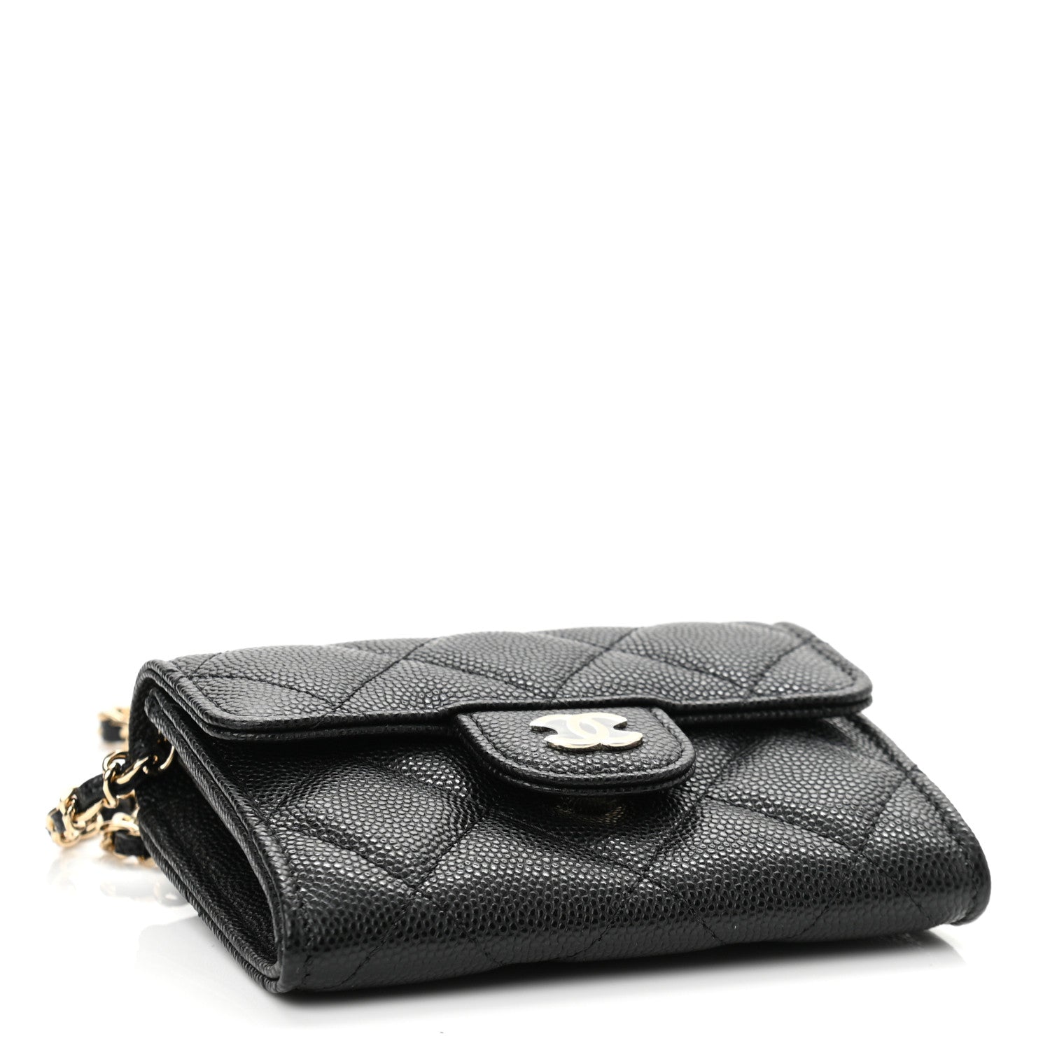 Chanel Caviar Quilted Flap Card Holder On Chain Black 4 of 12