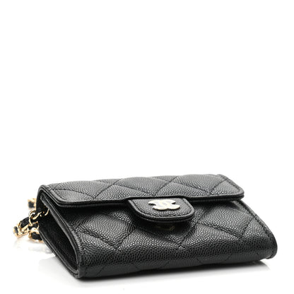Chanel Caviar Quilted Flap Card Holder On Chain Black 4 of 12