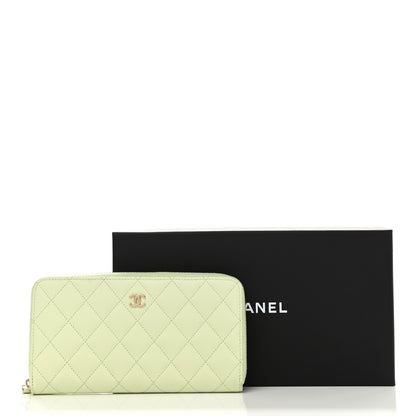 Chanel Caviar Quilted Large Gusset Zip Around Wallet Light Green 9 of 9