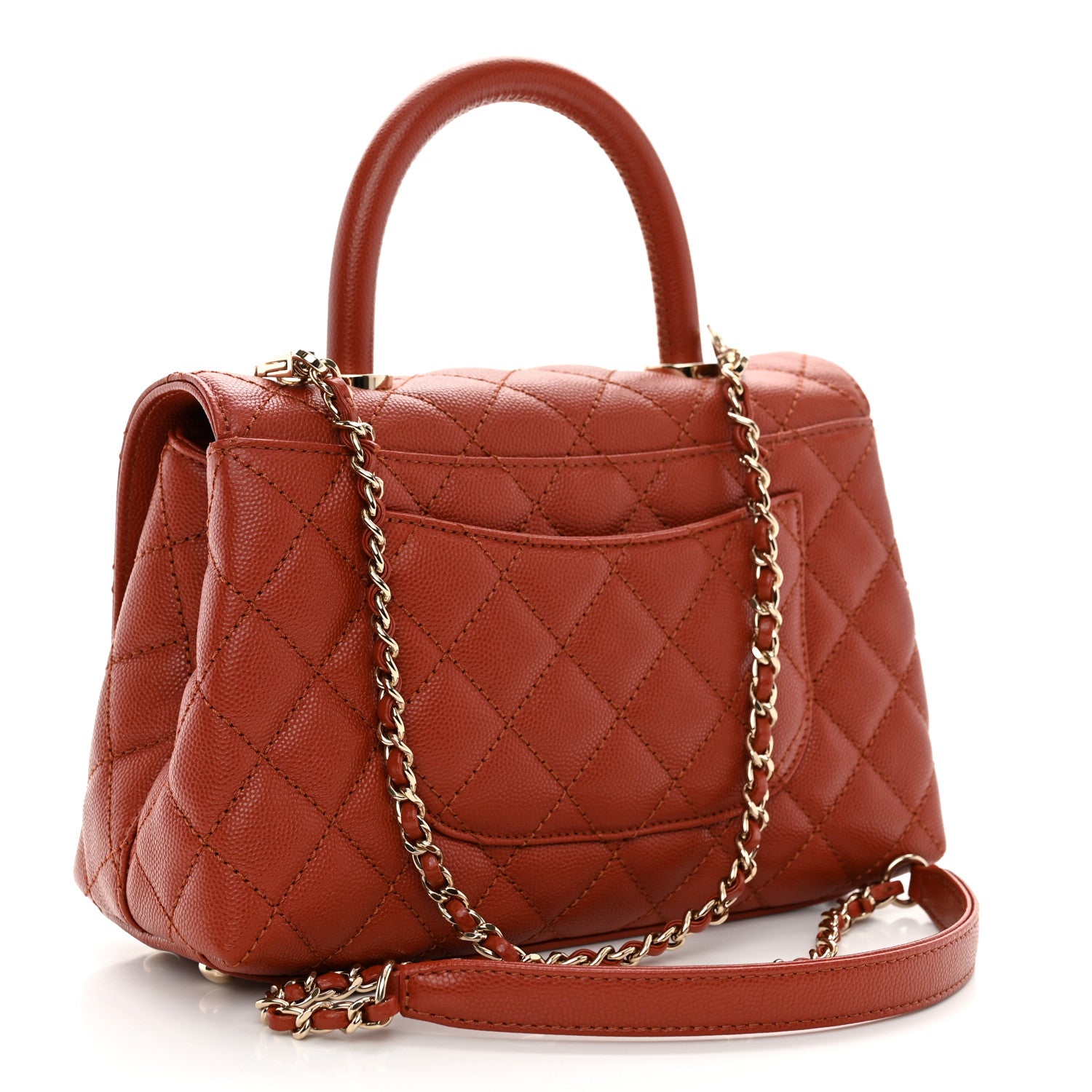 Chanel Caviar Quilted Mini Coco Handle Flap Dark Orange 3 of 11