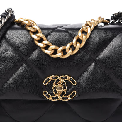 Chanel Goatskin Quilted Medium 19 Flap Black 10 of 11
