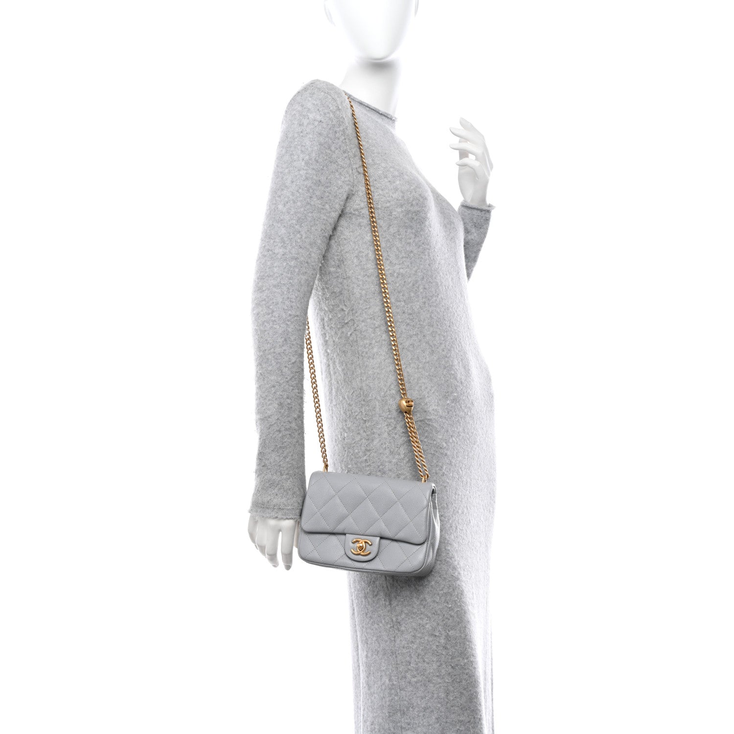 Chanel Caviar Quilted Mini Sweetheart Flap Grey 2 of 12