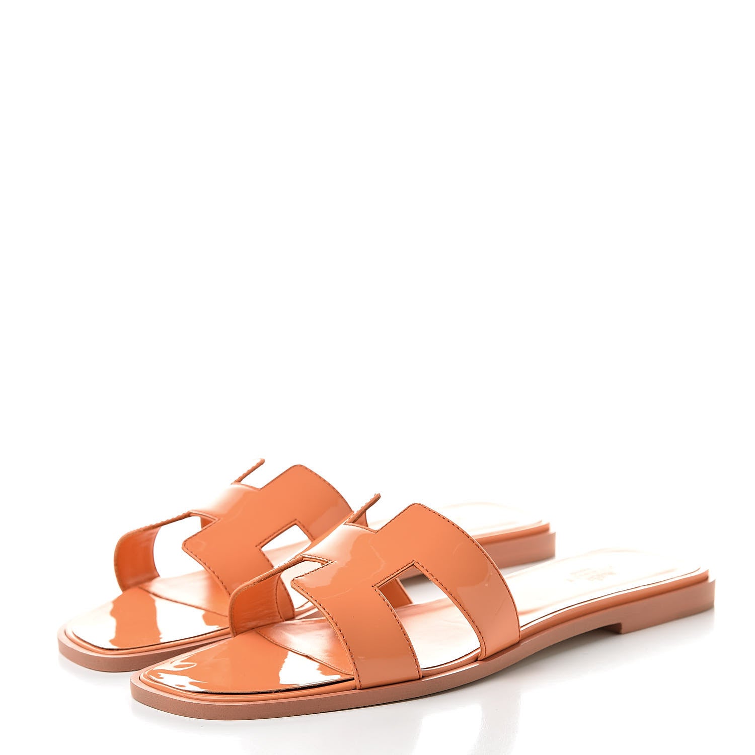 Hermes Patent Oran Sandals 40 Orange Melon 3 of 8