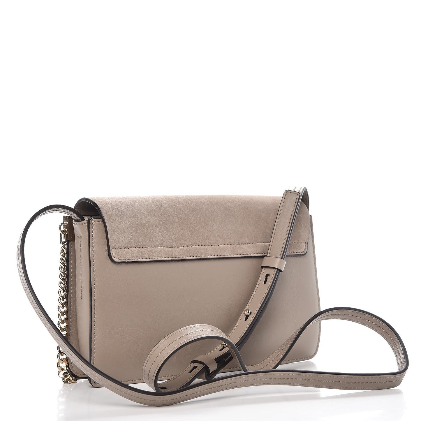 Suede Calfskin Small Faye Shoulder Bag Motty Grey
