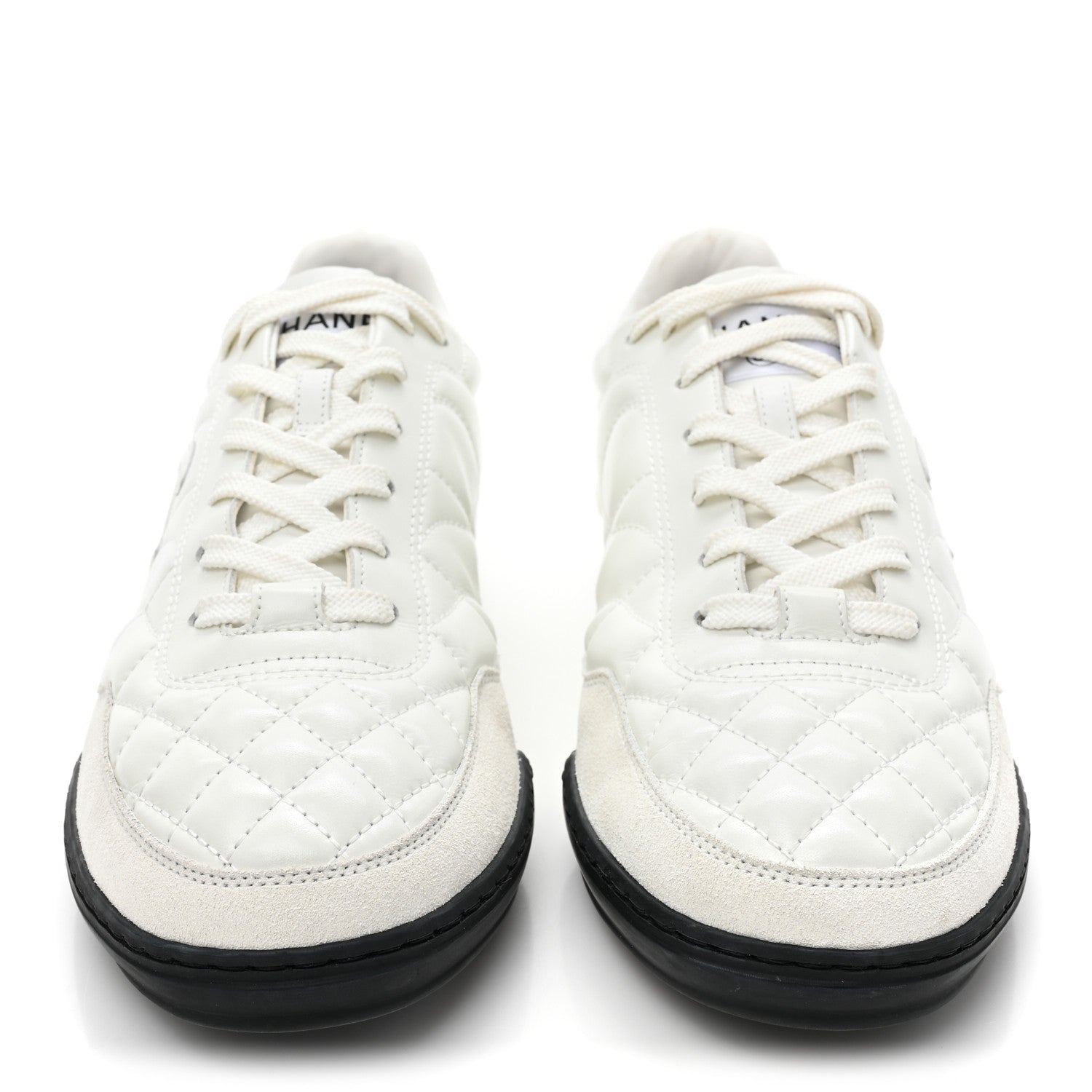 Chanel Shiny Calfskin Suede Quilted CC Logo Sneakers 39 White 2 of 13