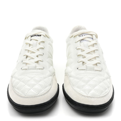 Chanel Shiny Calfskin Suede Quilted CC Logo Sneakers 39 White 2 of 13