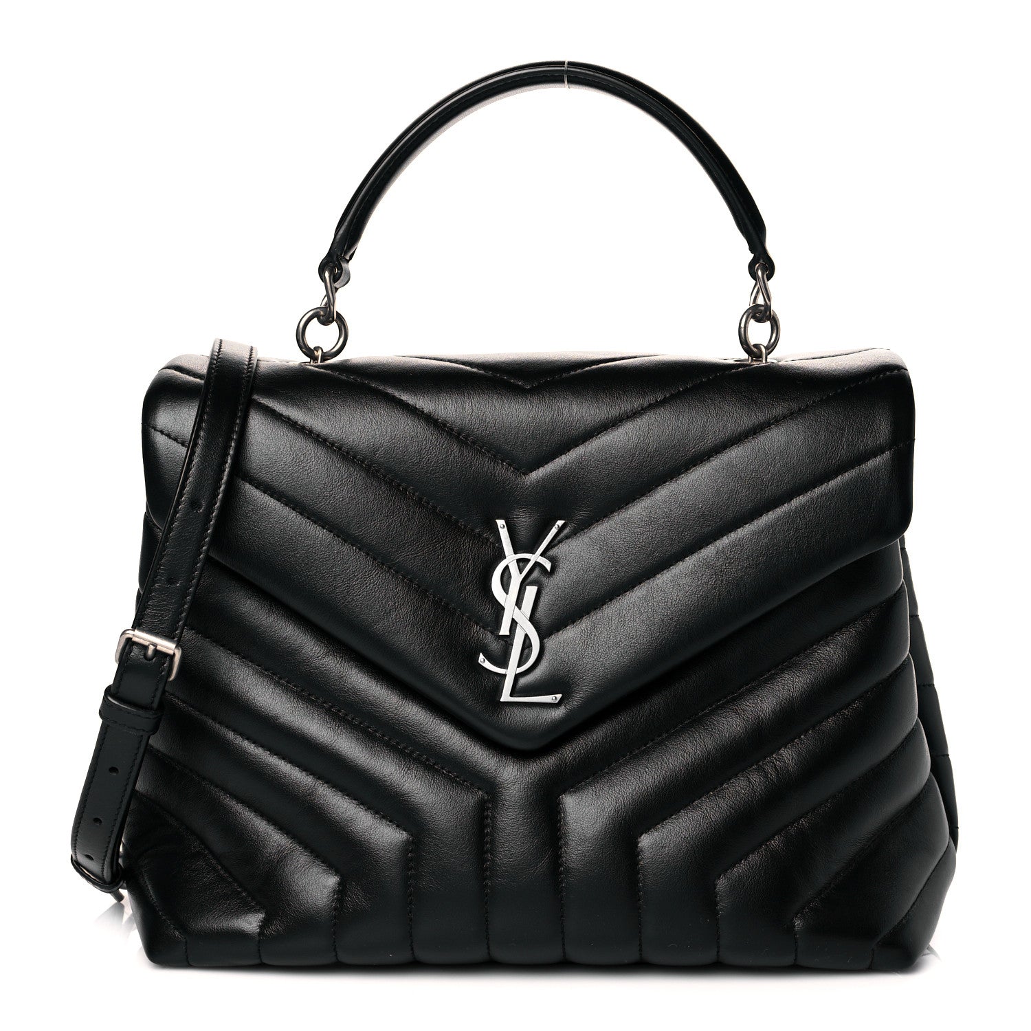 Saint Laurent Calfskin Y Quilted Monogram Medium Loulou Satchel Black 1 of 10