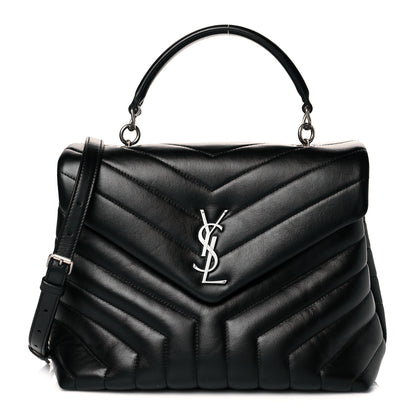 Saint Laurent Calfskin Y Quilted Monogram Medium Loulou Satchel Black 1 of 10