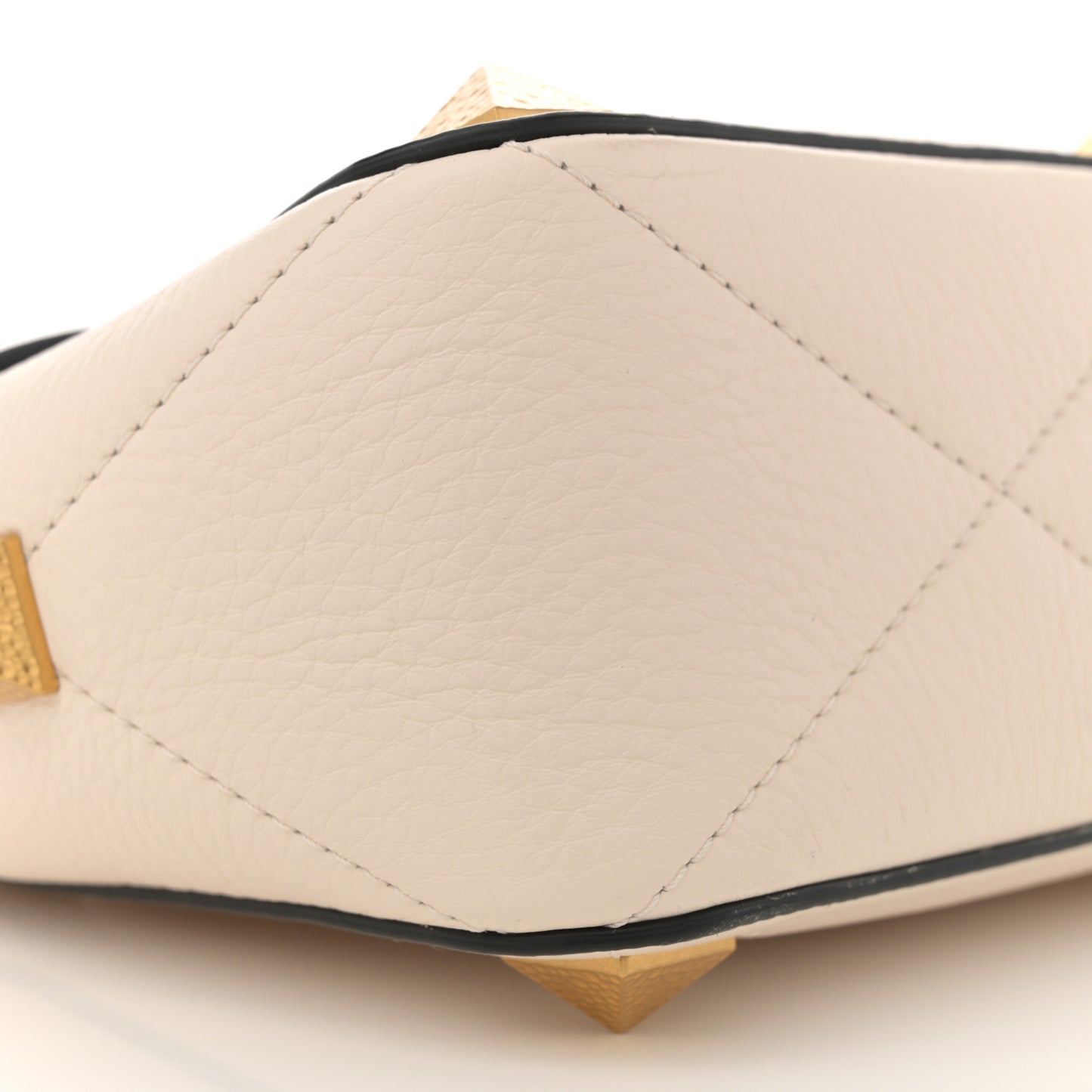 Grained Calfskin Large Roman Stud Shoulder Bag Light Ivory
