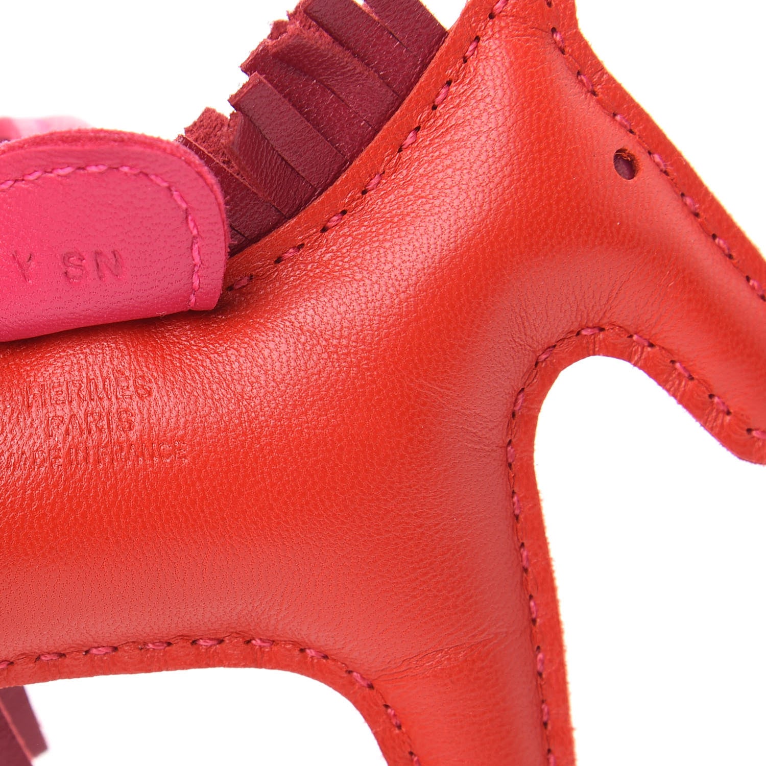 Hermes Milo Lambskin Grigri Rodeo Horse Bag Charm PM Rouge Indien Rubis Rose Mexico 3 of 5