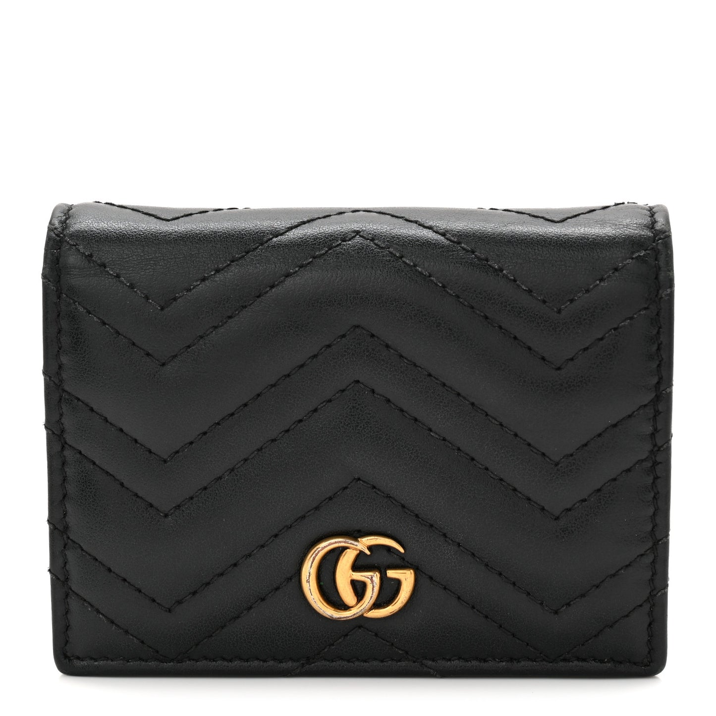 Calfskin Matelasse GG Marmont Card Case Wallet Black