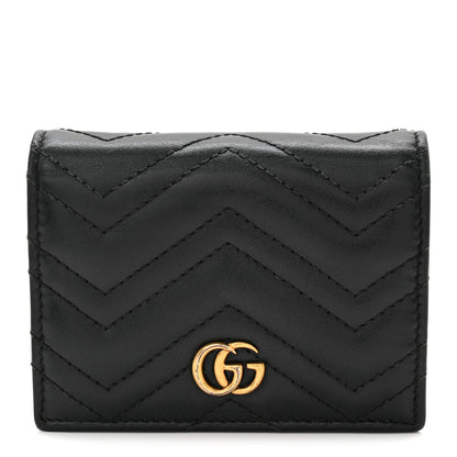 Gucci Calfskin Matelasse GG Marmont Card Case Wallet Black 1 of 8