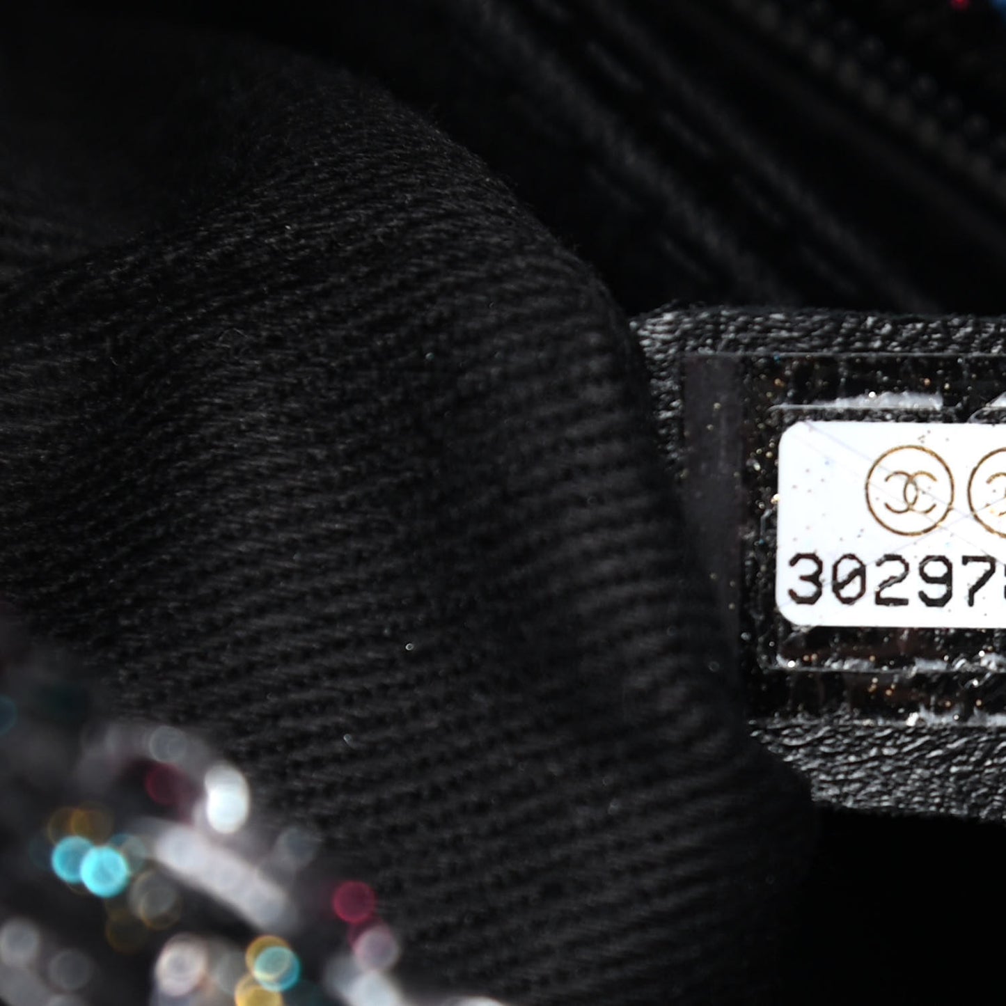 Tweed Sequin Mini Coco Handle Flap Black