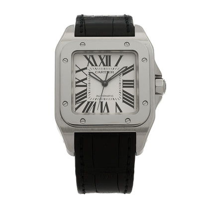 Cartier Stainless Steel Alligator 33mm Santos 100 Automatic Watch 1 of 5