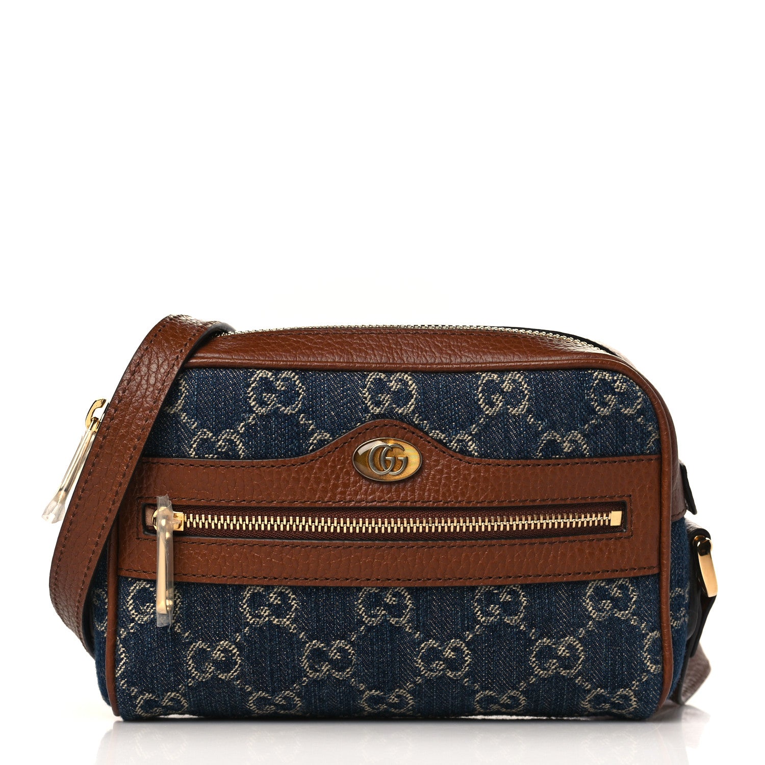 Gucci New Denim GG Monogram Dollar Calfskin Mini Ophidia Shoulder Bag Blue Tea Cuir Epilog 1 of 9