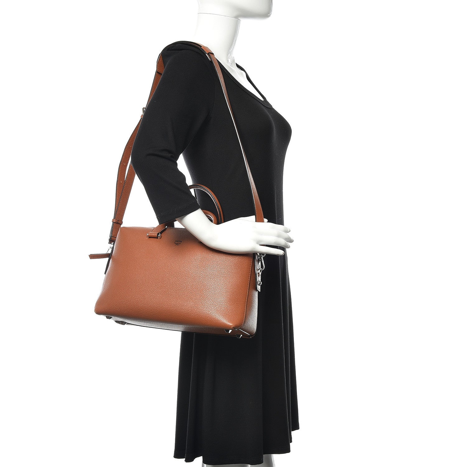 MCM Grained Calfskin Medium Ella Boston Brown 3 of 13