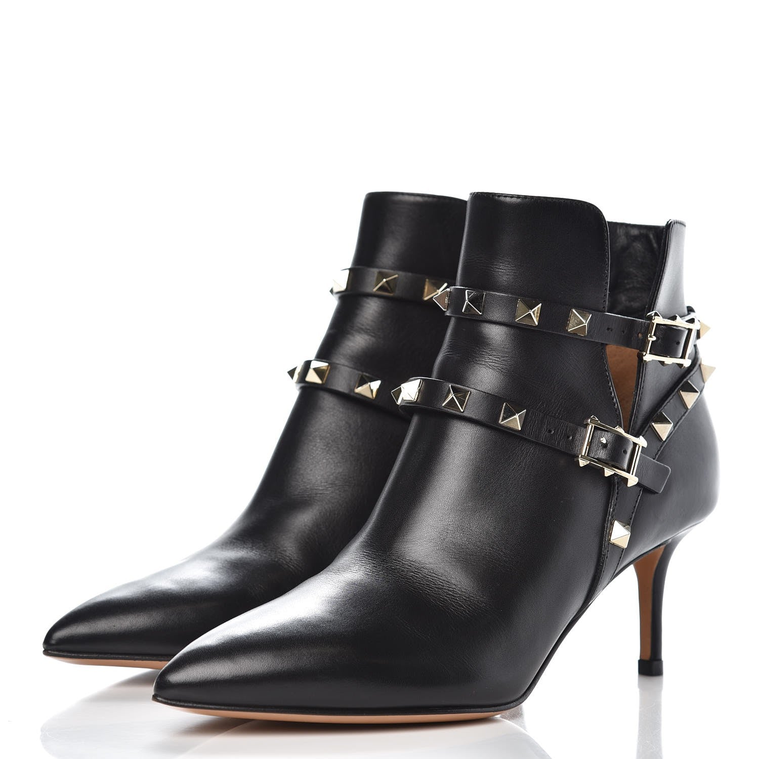 Valentino Garavani Calfskin Rockstud Double Buckle 65mm Ankle Boots 36 Black 3 of 10