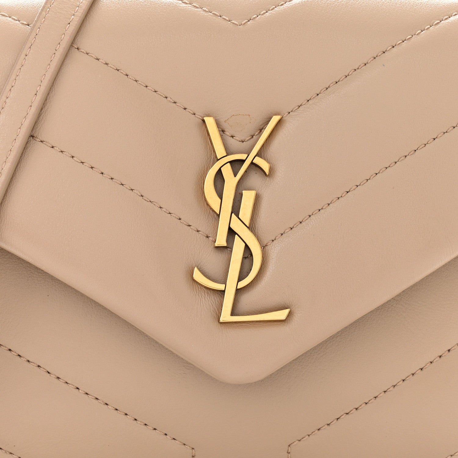 Saint Laurent Calfskin Y Quilted Monogram Toy Loulou Crossbody Bag Latte 9 of 11