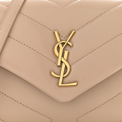 Saint Laurent Calfskin Y Quilted Monogram Toy Loulou Crossbody Bag Latte 9 of 11