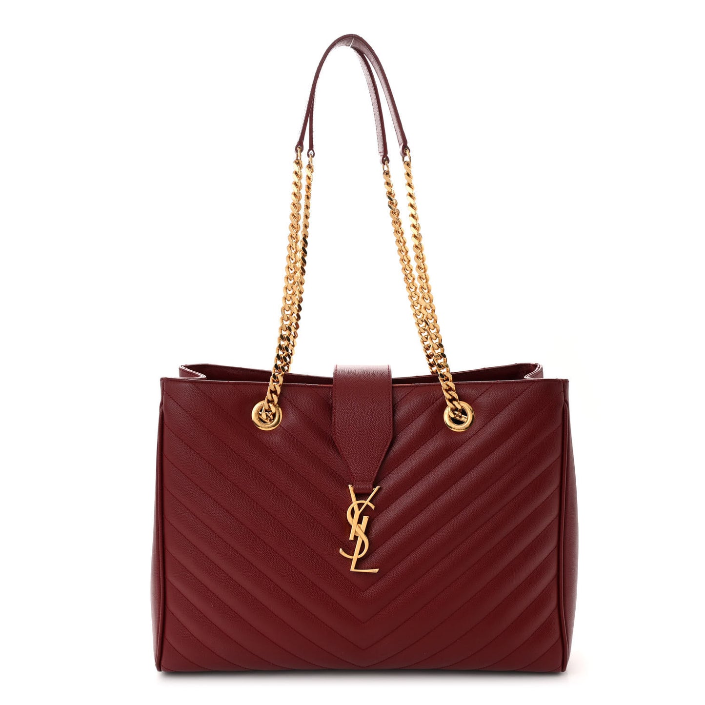 Grain De Poudre Matelasse Chevron Monogram Shopping Bag Oxblood