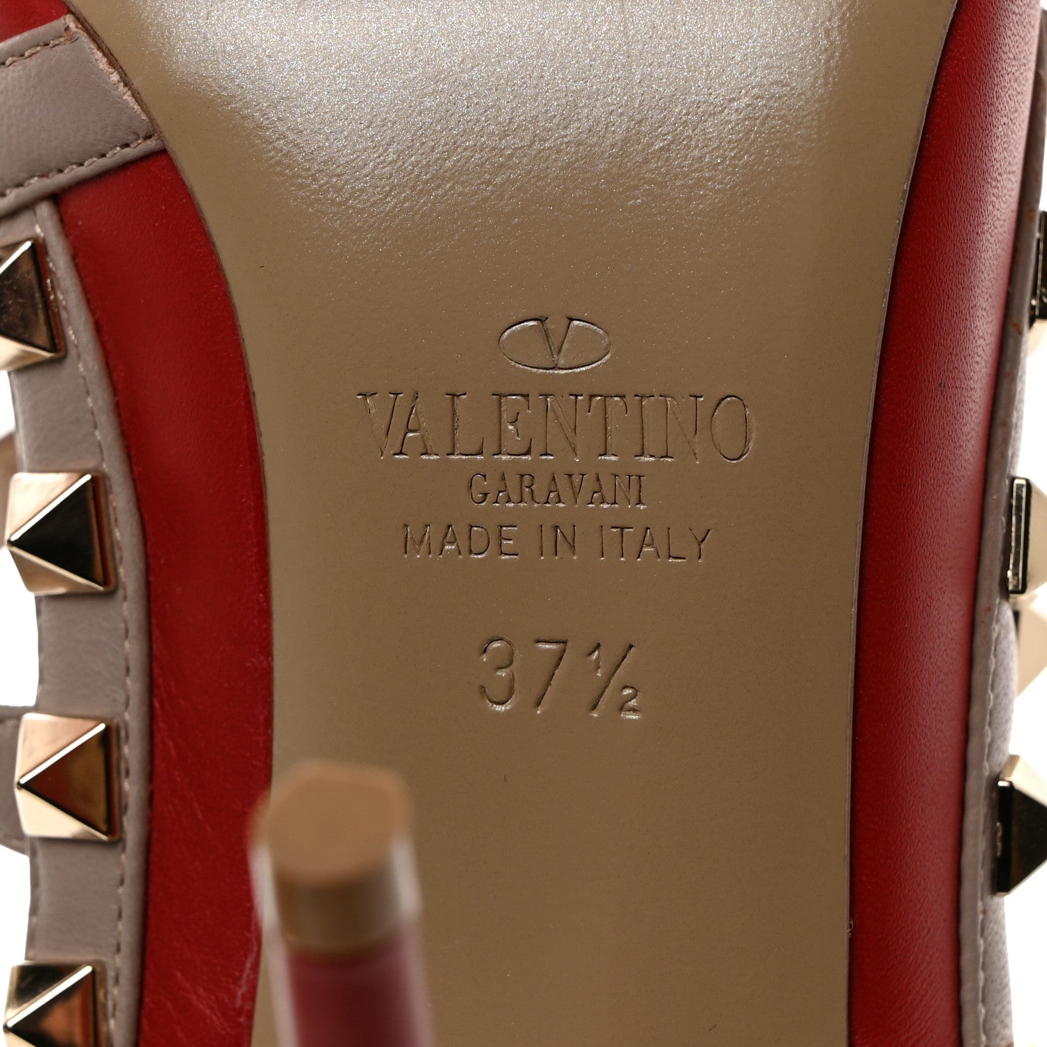 Valentino Garavani Nappa Rockstud Ankle Strap 100mm Pumps 37.5 Rubino Poudre 6 of 8