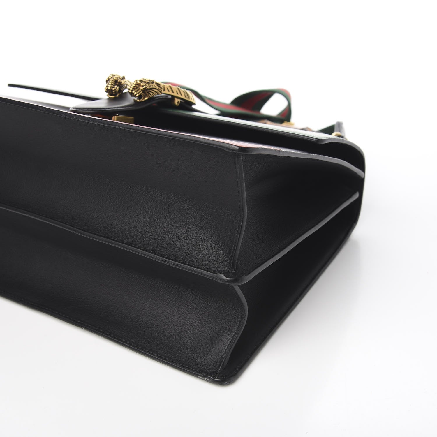 Gucci Calfskin Bamboo Web Large Dionysus Top Handle Bag Black Bright Evergreen Hibiscus Red 9 of 10