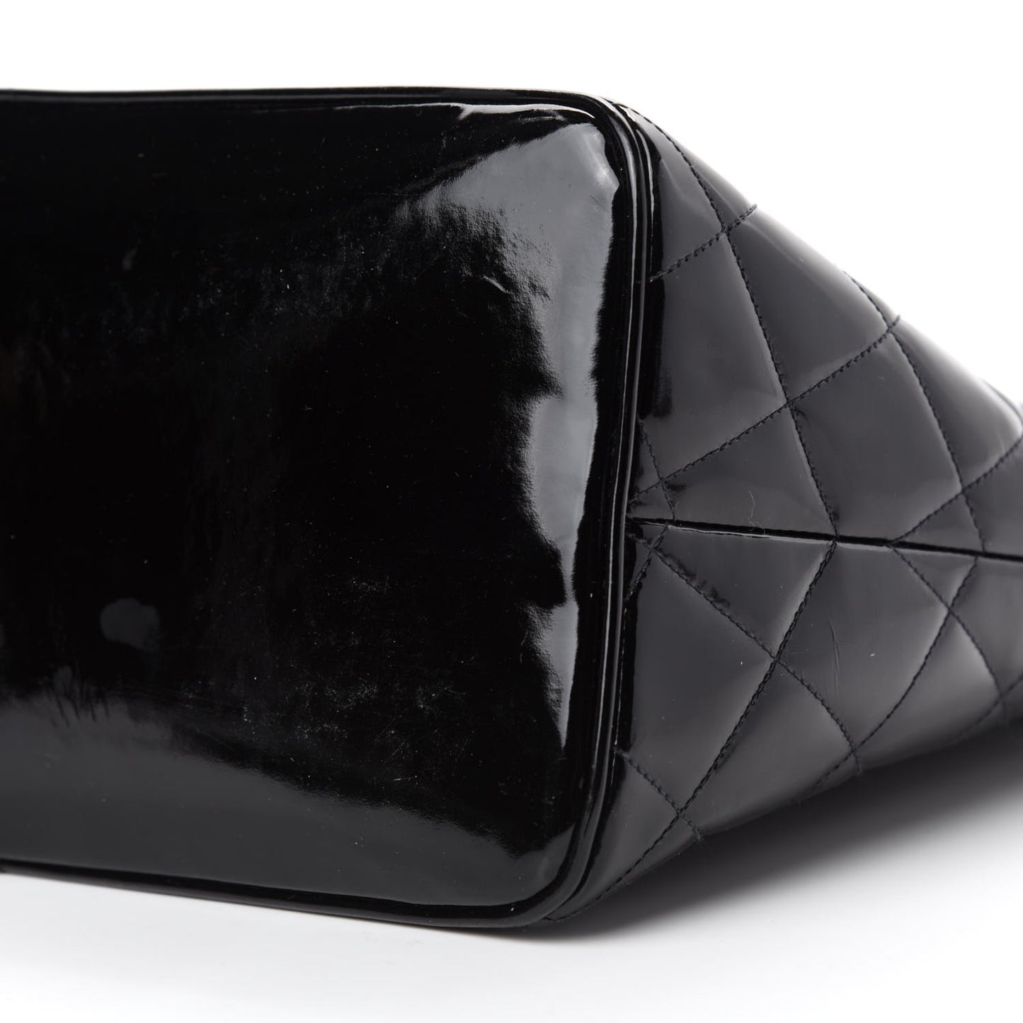 Patent Quilted Medallion Tote Black