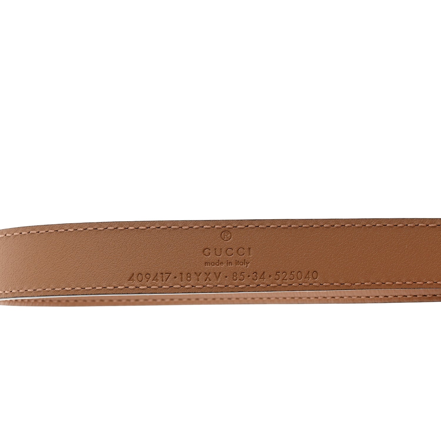 Gucci Azalea Calfskin Enamel Monochrome Double G 20mm Belt 85 34 Camelia 3 of 5
