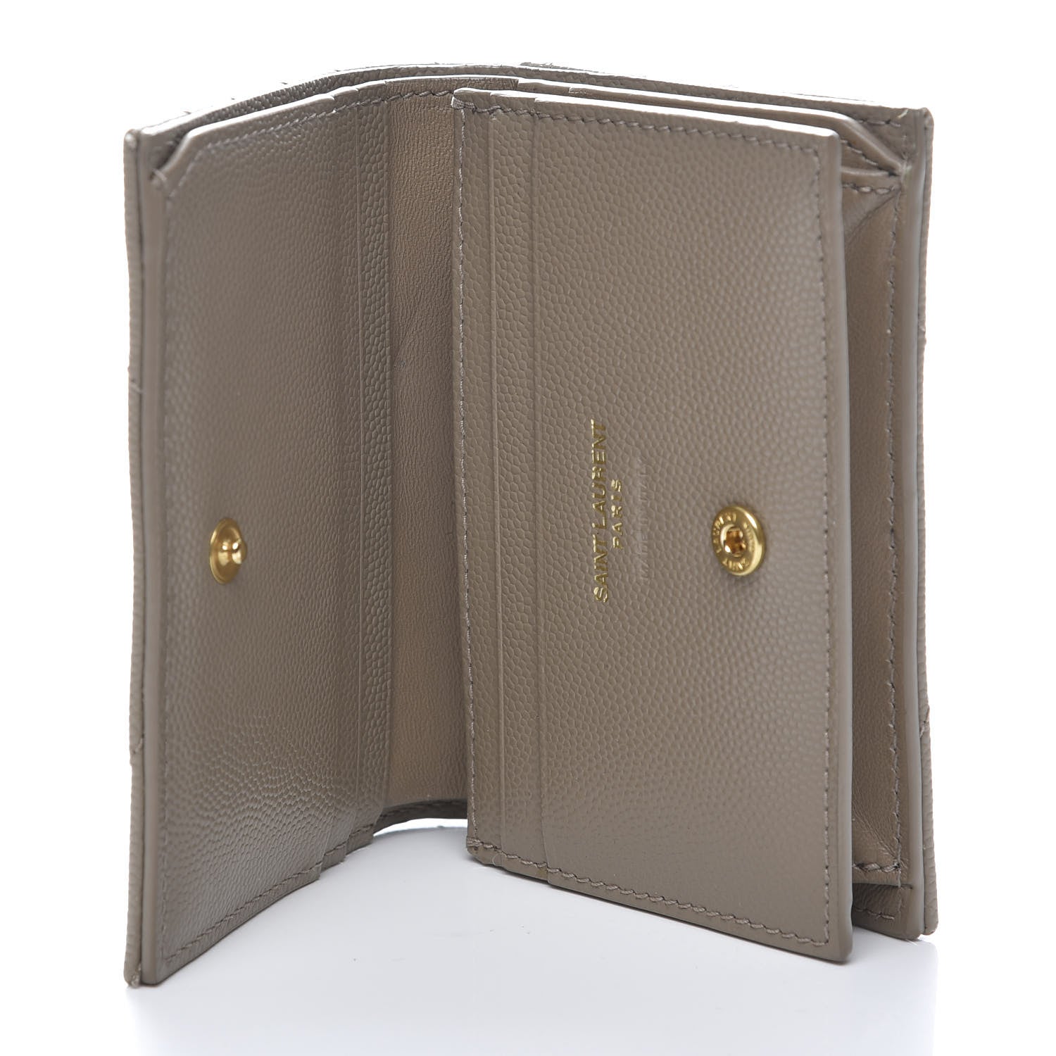 Saint Laurent Grain De Poudre Matelasse Chevron Cassandre Card Case Fog 5 of 10