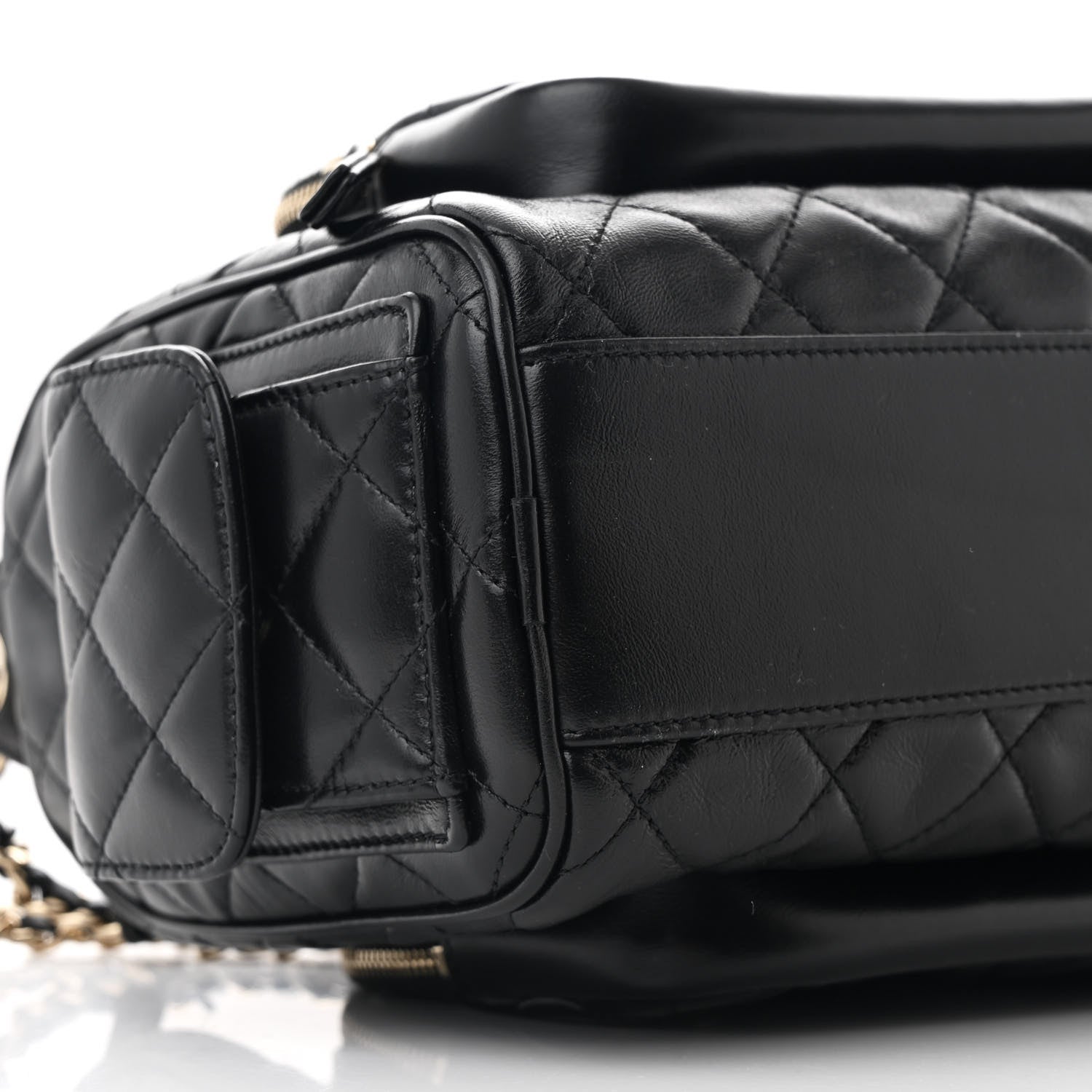 Chanel Shiny Crumpled Lambskin Quilted Medium Preppy Pocket Camera Case Black 9 of 10