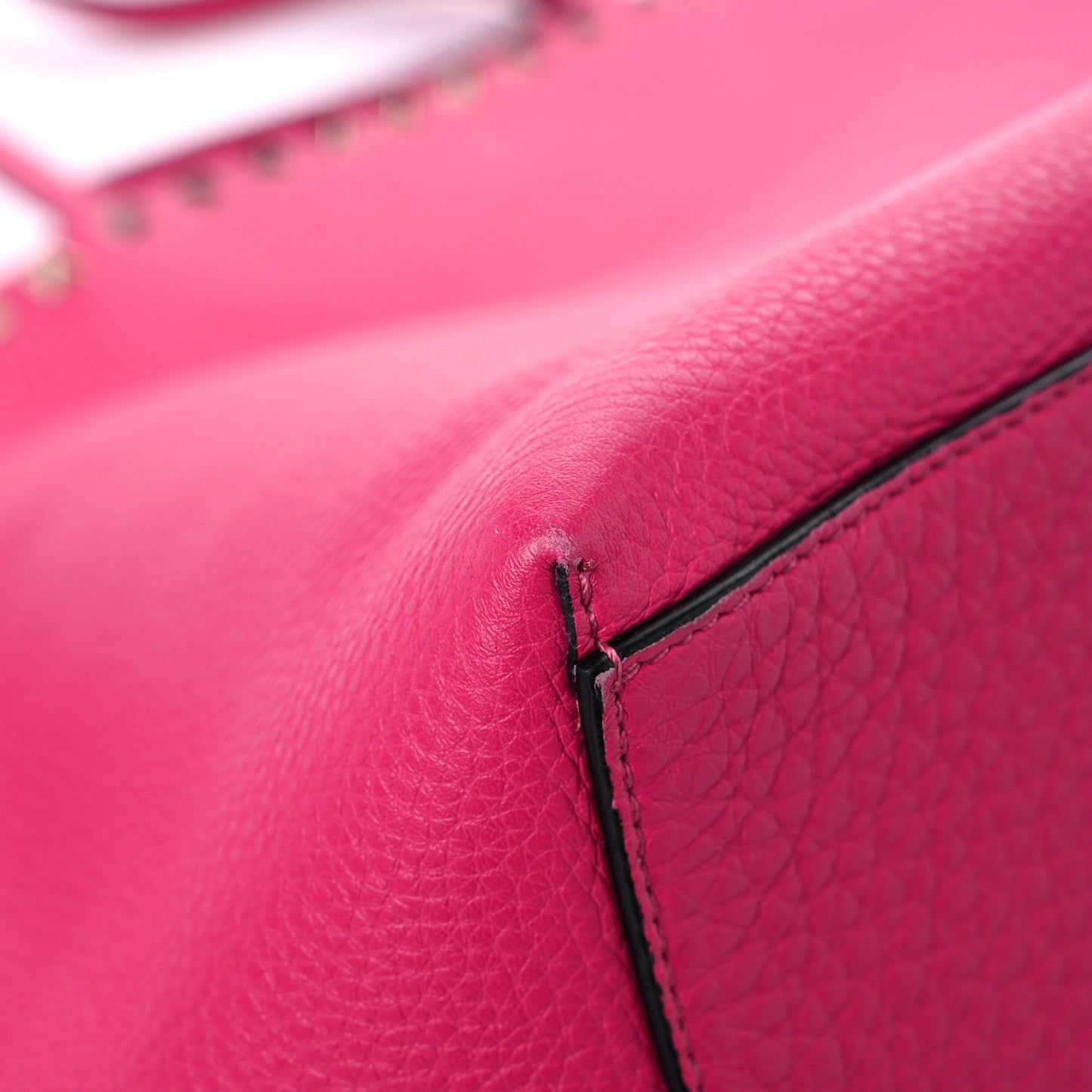 Grained Calfskin Rockstud Shoulder Tote Peony