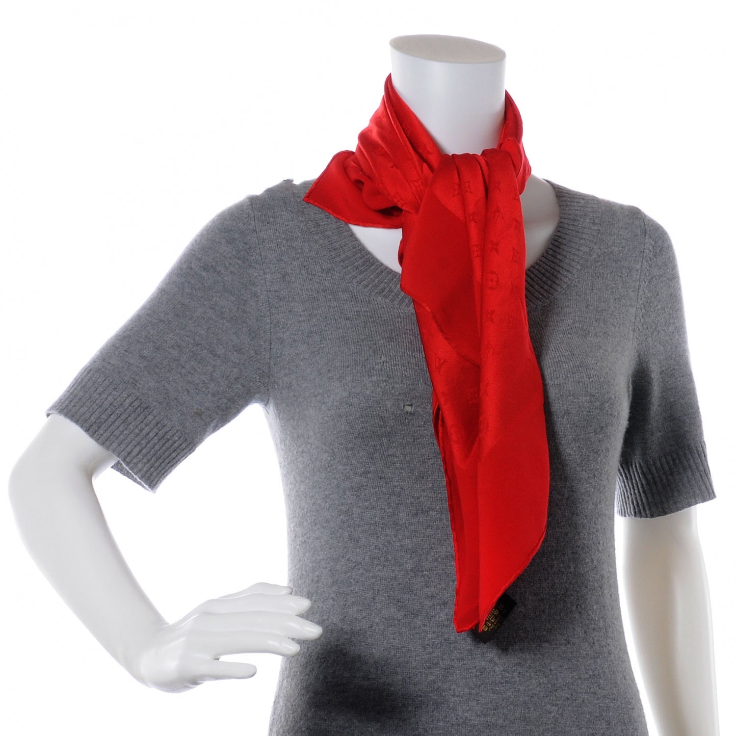 Louis Vuitton Silk Monogram Monaco Scarf Red 3 of 7
