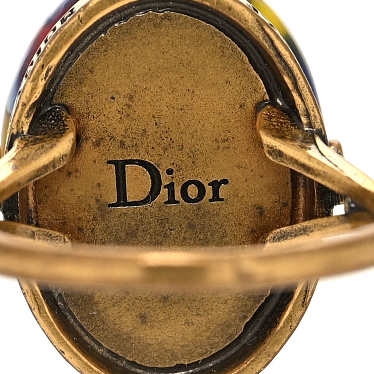 Christian Dior Poured Glass D-Murrine Ring M Aged Gold Mulitcolor 4 of 4