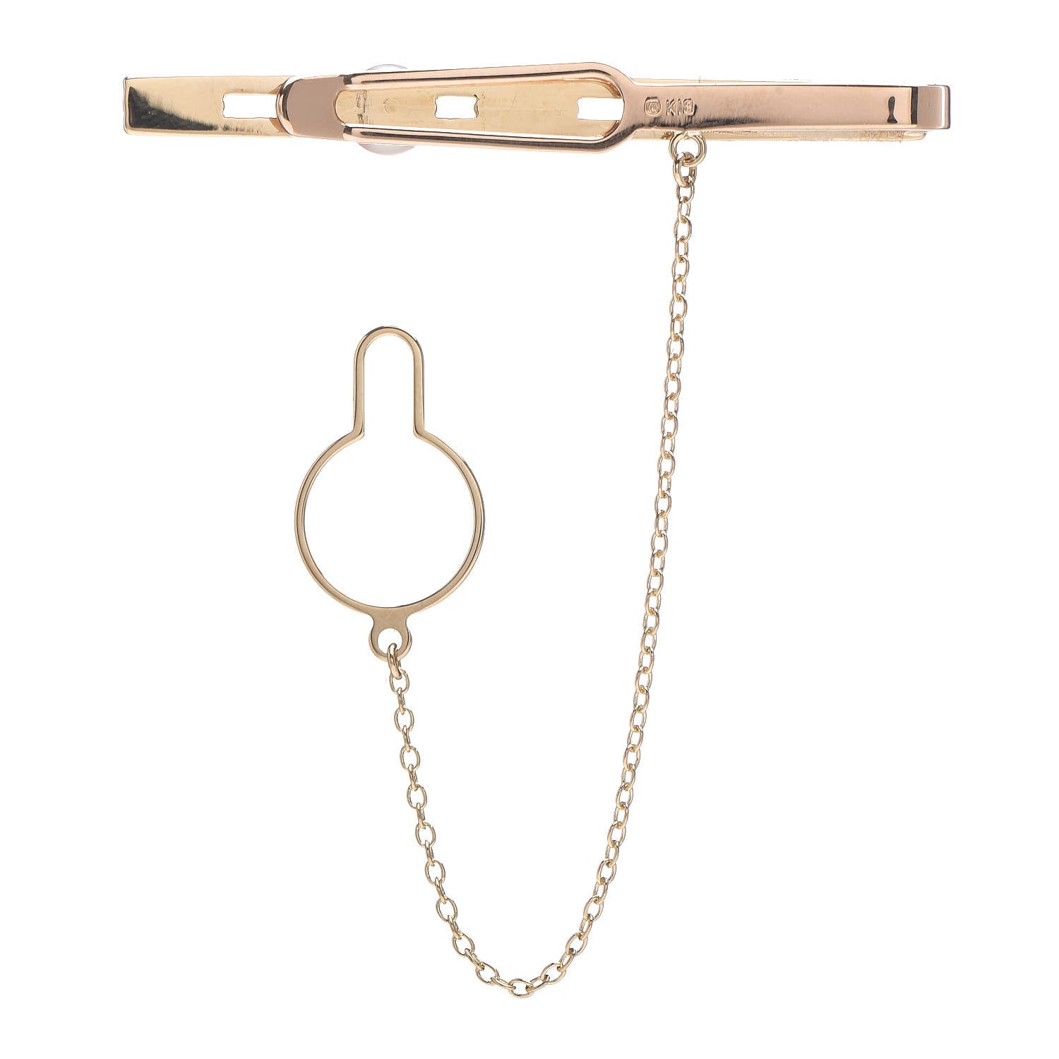 Mikimoto 18K Yellow Gold Akoya Pearl 5.5mm Tie Clip 2 of 3
