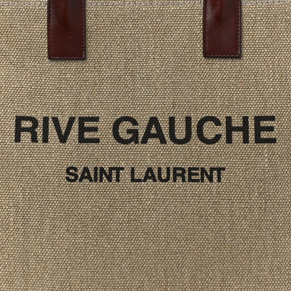Saint Laurent Linen Calfskin Rive Gauche North South Tote Natural 7 of 9