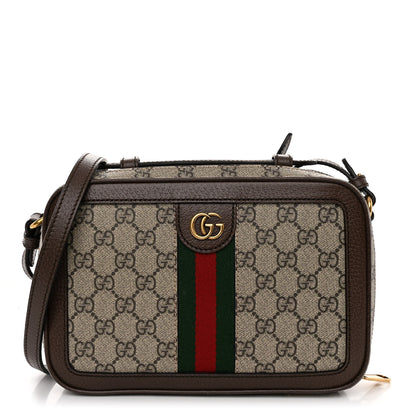 Gucci GG Supreme Monogram Web Small Ophidia Top Handle Shoulder Bag Brown 1 of 9
