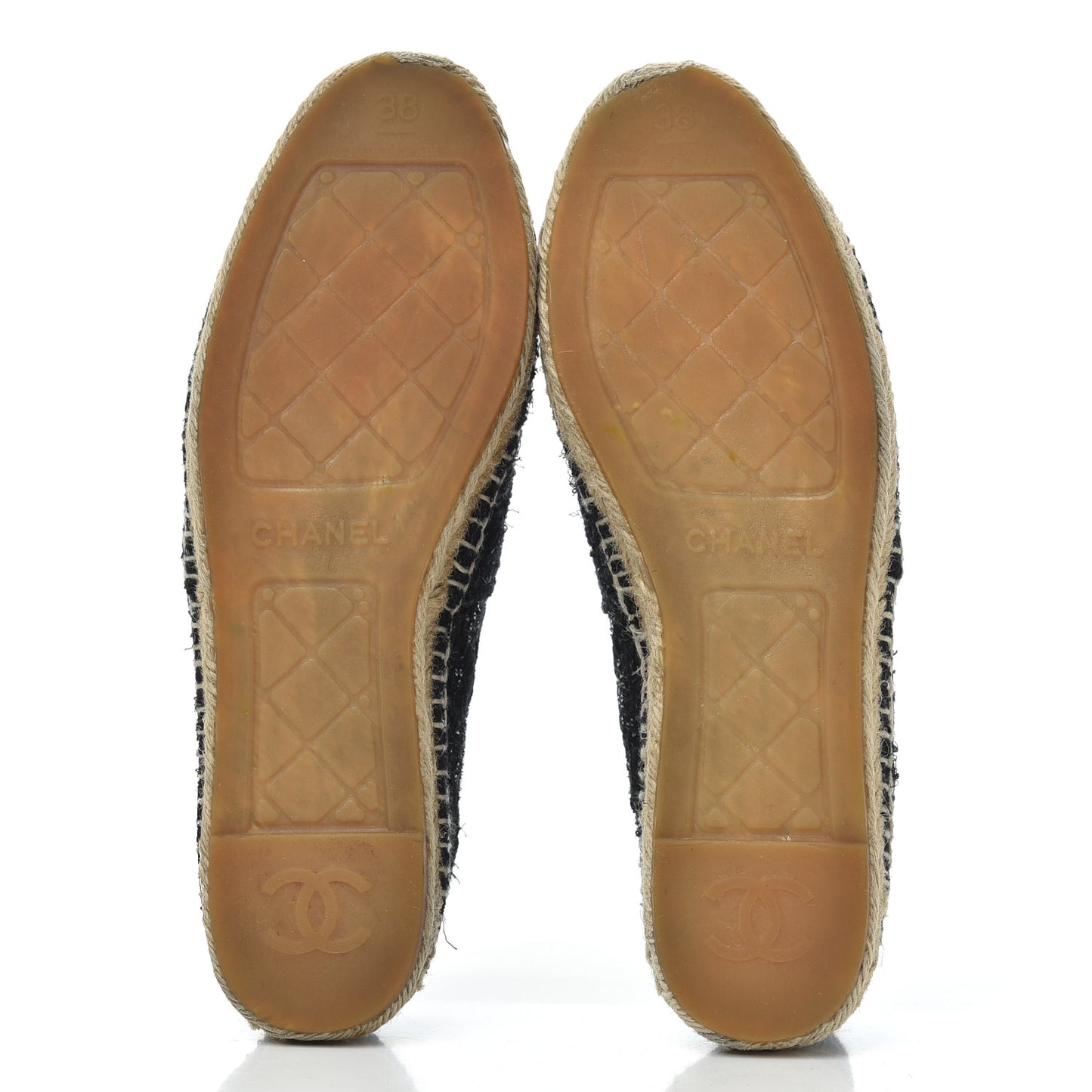 Tweed Patent Goatskin Sequin CC Espadrilles 38 Black
