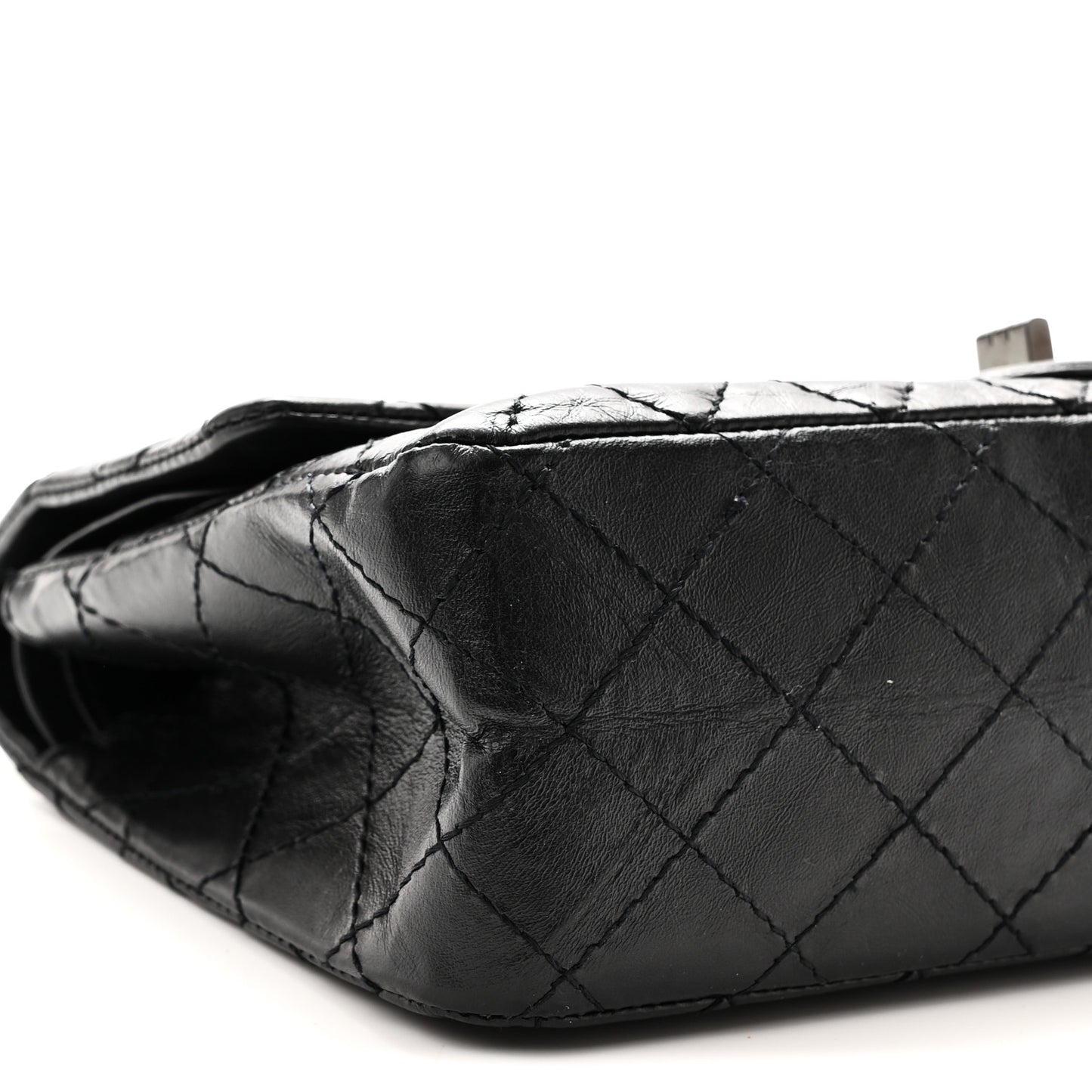 Aged Calfskin Quilted 2.55 Reissue 225 Flap So Black